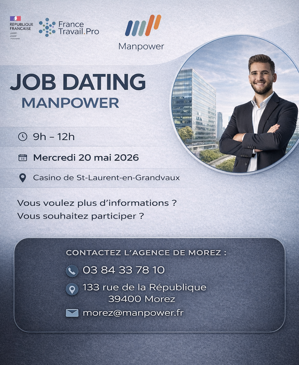 Job dating le 20 mai au Casino de Saint Laurent en Grandvaux