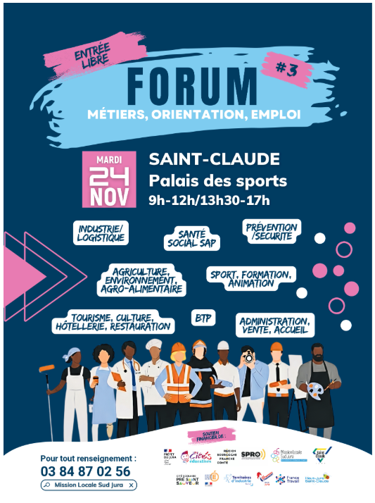 3e édition pour le Forum 'Métiers, Orientation et Emploi'  - Saint-Claude - mardi 24 novembre 2026